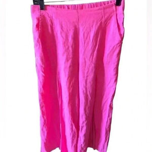 H/G‎ size medium Barbie pink split leg linen palazzo pant. NWOT. Elastic waist